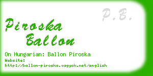 piroska ballon business card